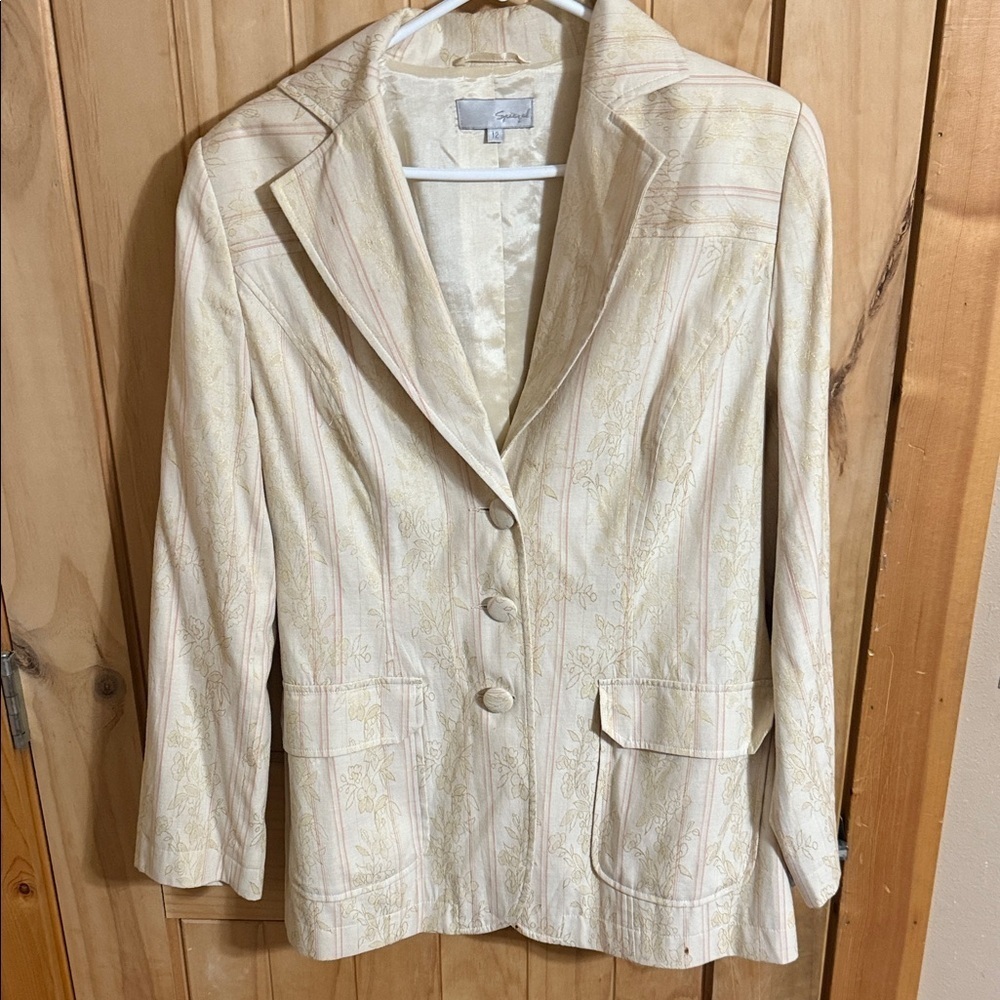 Spiegel Cream Patterned Women's Blazer